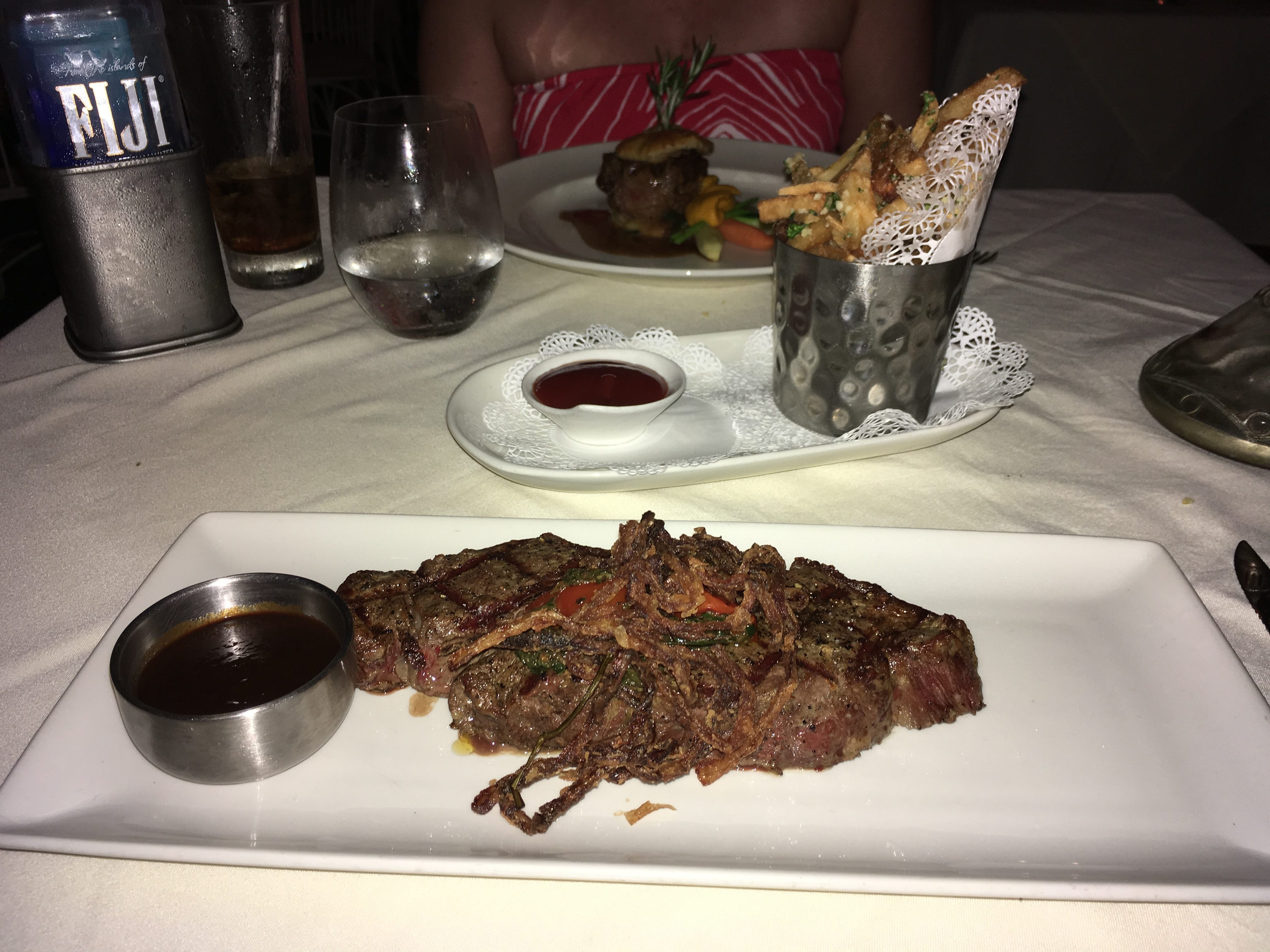 NY Strip Loin and Truffle Fries at Coyaba in the Turks & Caicos